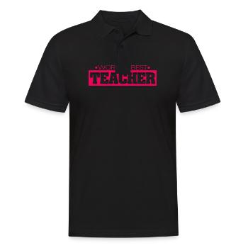 Worlds Best Teacher Bester Lehrer der Welt - Männer Poloshirt - Schwarz - Vorne - Kai (181cm)