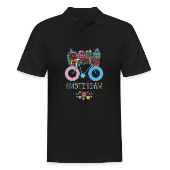 Souvenir floral de la bicyclette d'Amsterdam aux Pays-Bas - Polo Homme - noir - Devant - Kai (181cm)