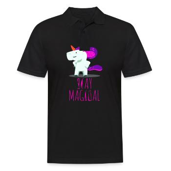 Licorne Unicorn fantaisie - Polo Homme - noir - Devant - Kai (181cm)
