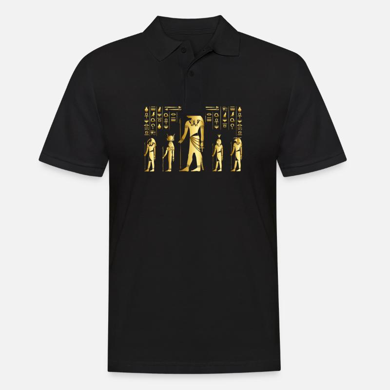 Hiéroglyphes égyptiens Anubis Bastet et Sphinx - Polo Homme - noir