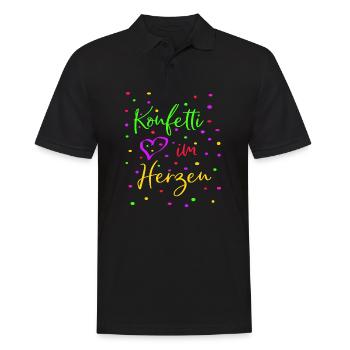 Karneval Fasching Konfetti im Herzen - Männer Poloshirt - Schwarz - Vorne - Kai (181cm)