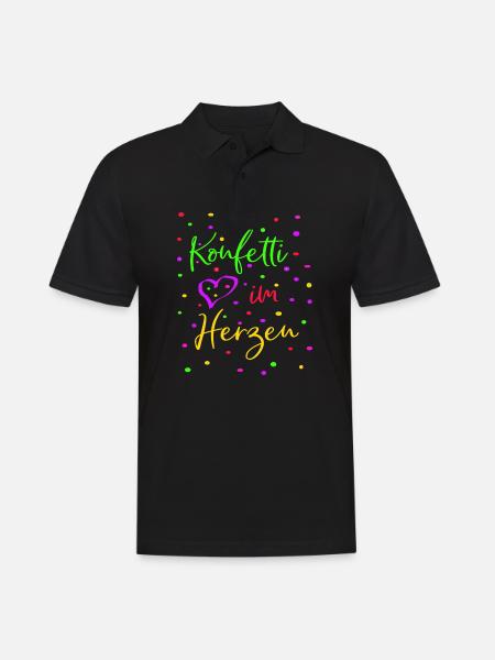 Karneval Fasching Konfetti im Herzen - Männer Poloshirt - Schwarz