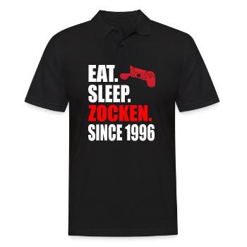 Eat Sleep Zocken Since 1996 25 - Männer Poloshirt - Schwarz - Vorne - Kai (181cm)