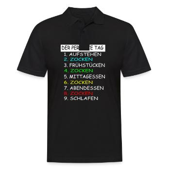 Der perfekte Tag Zocken Gamer Gaming - Männer Poloshirt - Schwarz - Vorne - Kai (181cm)