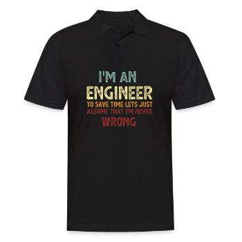 Im An Engineer I m Always Right Vintage - Men's Polo Shirt - black - Front - Kai (181cm)