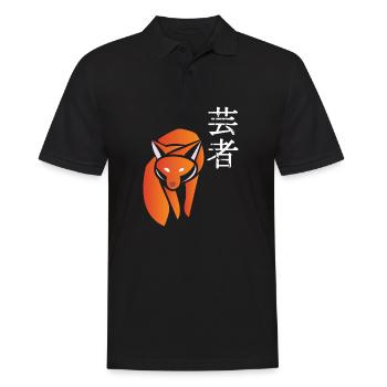 Renard Japon Asie bambou soleil Kanji nature Geisha - Polo Homme - noir - Devant - Kai (181cm)