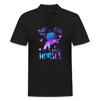 Just a girl who loves horses - Männer Poloshirt - Schwarz - Vorne - Kai (181cm)
