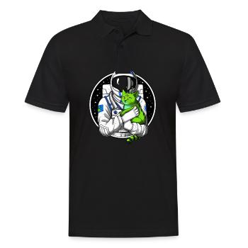 Chat étranger d’astronaute - Polo Homme - noir - Devant - Kai (181cm)