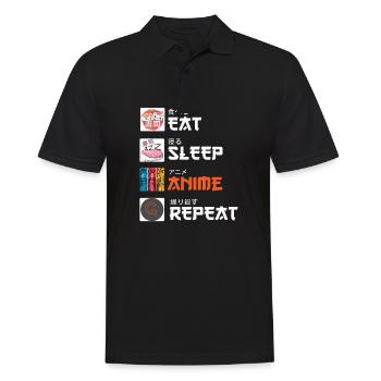 "Eat Sleep Anime Repeat" Manga Gift Japan - Men's Polo Shirt - black - Front - Kai (181cm)