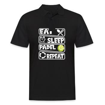 Eat Sleep Padel Repeat - Männer Poloshirt - Schwarz - Vorne - Kai (181cm)
