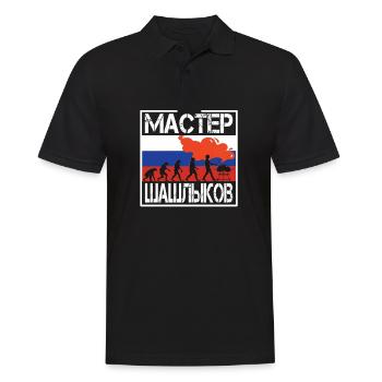 Schaschlik Meister Russen Grillen Kyrillisch - Männer Poloshirt - Schwarz - Vorne - Kai (181cm)
