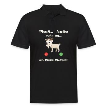 Ziege ruft an- ich muss Melken! - Männer Poloshirt - Schwarz - Vorne - Kai (181cm)