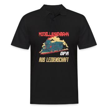 Modelleisenbahner- Opa Modelleisenbahn - Männer Poloshirt - Schwarz - Vorne - Kai (181cm)