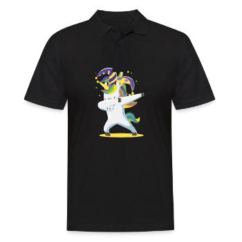 Dabbing Unicorn Mardi Gras Funny Girls Kids Dab - Männer Poloshirt - Schwarz - Vorne - Kai (181cm)