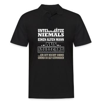 Alter Mann aus Stuttgart - Männer Poloshirt - Schwarz - Vorne - Kai (181cm)