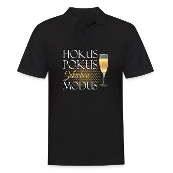 Sekt Spruch | Sektchen Hokus Pokus Sektglas - Männer Poloshirt - Schwarz - Vorne - Kai (181cm)