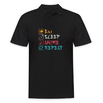 Japanese Anime Manga Eat Sleep Anime Repeat Design - Men's Polo Shirt - black - Front - Kai (181cm)
