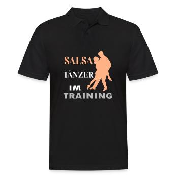 Salsa Tänzer im Training - Männer Poloshirt - Schwarz - Vorne - Kai (181cm)