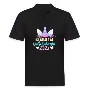 Kinder Ich werde Große Schwester 2022 Einhorn - Männer Poloshirt - Schwarz - Vorne - Kai (181cm)