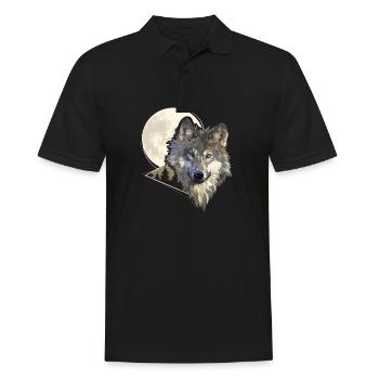Grey Wolf Hunting In The Mountains Wolf - Männer Poloshirt - Schwarz - Vorne - Kai (181cm)