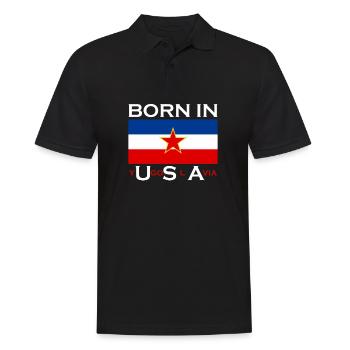 Born en Yugoslavia - Drôle de Yougoslavie Balkans - Polo Homme - noir - Devant - Kai (181cm)