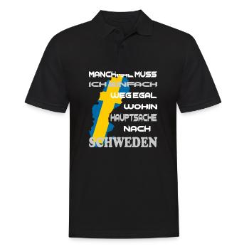 SCHWEDEN ANGELN Urlaub - Männer Poloshirt - Schwarz - Vorne - Kai (181cm)