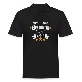 Weltbester Ehemann und Papa Vatertag - Männer Poloshirt - Schwarz - Vorne - Kai (181cm)