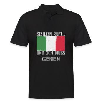 SIZILIEN ITALIEN GESCHENK - Männer Poloshirt - Schwarz - Vorne - Kai (181cm)