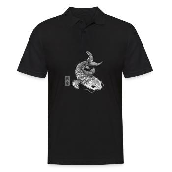 Poisson koi japonais - Polo Homme - noir - Devant - Kai (181cm)