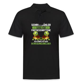 Anti Sport Laufen lustiger Spruch Schildkröte - Männer Poloshirt - Schwarz - Vorne - Kai (181cm)