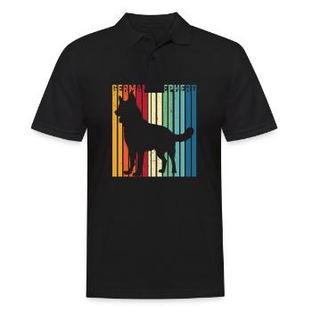 German Shepherd Shirt Retro German Shepherd T Shir - Men's Polo Shirt - black - Front - Kai (181cm)