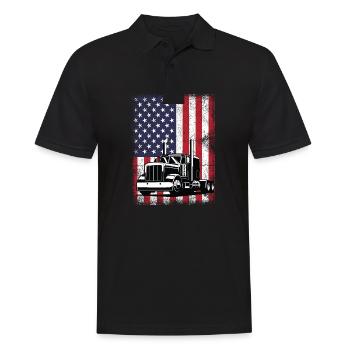 USA Flagge Trucker - Männer Poloshirt - Schwarz - Vorne - Kai (181cm)