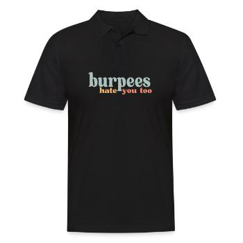 Retro Burpees hate you too Fitness Gym Shirt - Polo Homme - noir - Devant - Kai (181cm)