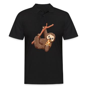 Faultier Faultiere Faul Pizza essen - Männer Poloshirt - Schwarz - Vorne - Kai (181cm)