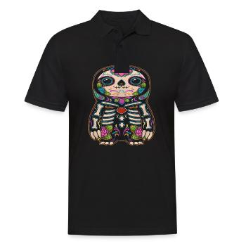 Faultier Dia de los Muertos Zuckerschädel - Männer Poloshirt - Schwarz - Vorne - Kai (181cm)