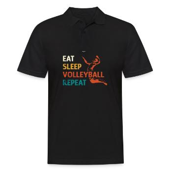 EAT SLEEP VOLLEYBALL REPEAT - Polo Homme - noir - Devant - Kai (181cm)