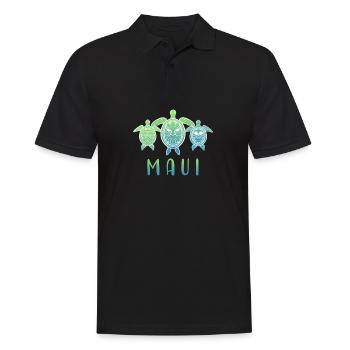 Maui Turtle Aloha Hibiscus Flowers Hawaii Gift - Men's Polo Shirt - black - Front - Kai (181cm)