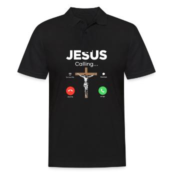 Jésus est Calling Jésus appelle - Polo Homme - noir - Devant - Kai (181cm)