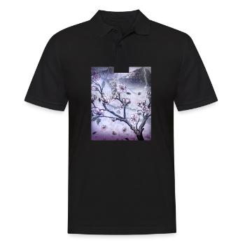 Japanische Kunst Kirschblütenbaum Regen und Donner - Männer Poloshirt - Schwarz - Vorne - Kai (181cm)
