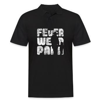 Feuerwehr Papa Feuerwehrmann Feuerwehrauto Vater - Männer Poloshirt - Schwarz - Vorne - Kai (181cm)
