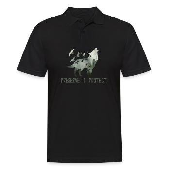 Preserve & Protect Environmental Protection Climate Protection Wolf - Men's Polo Shirt - black - Front - Kai (181cm)