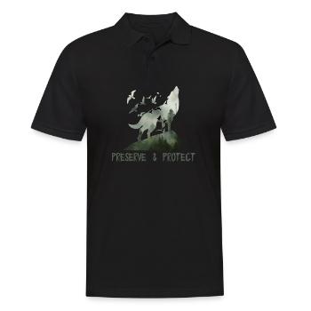 Preserve & Protect Environmental Protection Climate Protection Wolf - Men's Polo Shirt - black - Front - Kai (181cm)