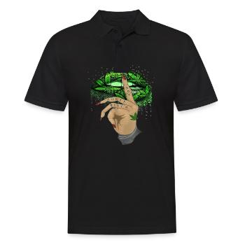 Cannabis Hanf THC 420 - Männer Poloshirt - Schwarz - Vorne - Kai (181cm)
