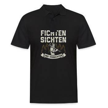 Fichten Sichten Und Vernichten Holzfäller - Männer Poloshirt - Schwarz - Vorne - Kai (181cm)
