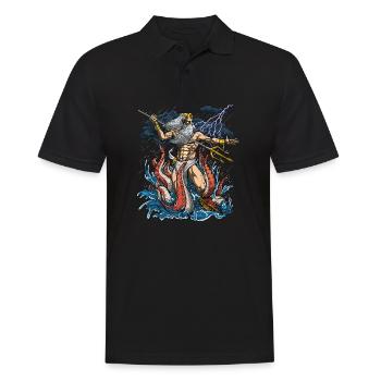 Griechischer Gott Poseidon - Männer Poloshirt - Schwarz - Vorne - Kai (181cm)