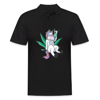 Cannabis Hanf THC 420 - Männer Poloshirt - Schwarz - Vorne - Kai (181cm)