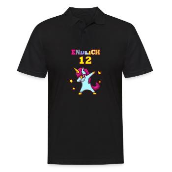 Einhorn 12 Jahre Geburtstag Einhorn Geburtstag - Männer Poloshirt - Schwarz - Vorne - Kai (181cm)