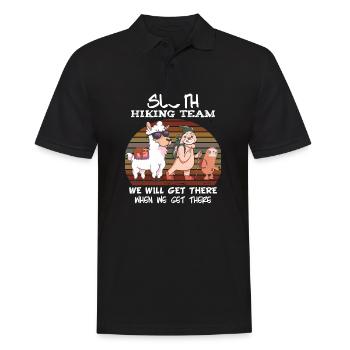 Sloth Hiking Team - Faultier Lama Wandern - Männer Poloshirt - Schwarz - Vorne - Kai (181cm)