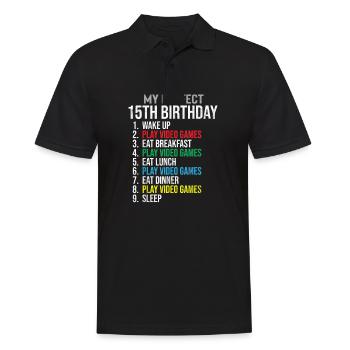 15ème anniversaire happy birthday jeux de niveau 15 - Polo Homme - noir - Devant - Kai (181cm)
