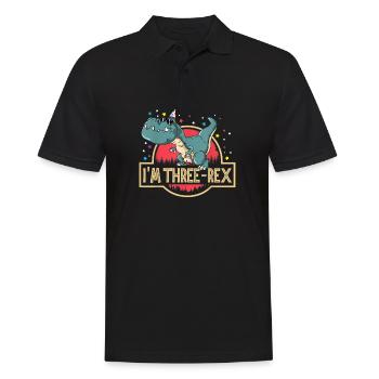 3rd Birthday Happy Birthday Dino T Rex Three Rex - Men's Polo Shirt - black - Front - Kai (181cm)